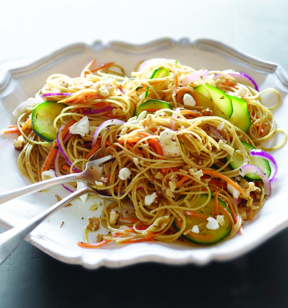 The Joy of Kosher Whole Wheat Spaghetti and Goat Cheese Crumble by Jamie Geller