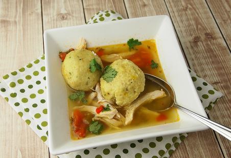 Saffron Matzo Ball Soup with Sofrito by Tamar Genger from JoyofKosher.com