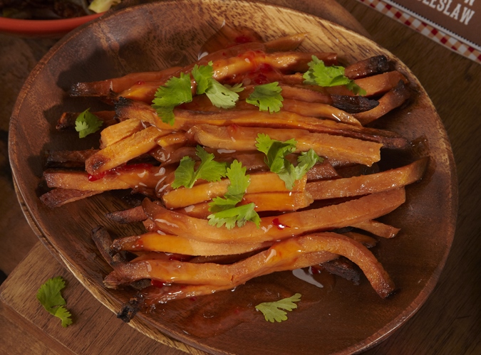 Chili Garlic Sweet Potatoes by Jamie Geller from JoyofKosher.com!