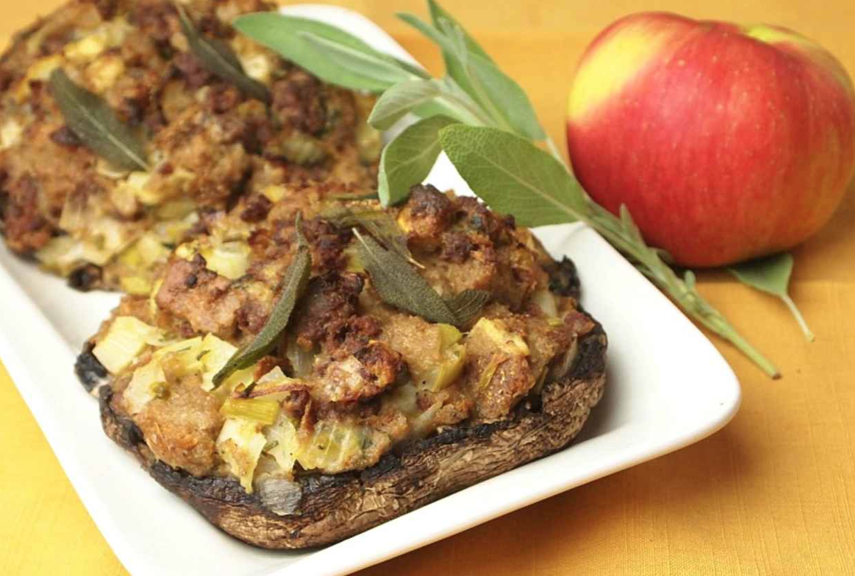 Sausage, Apple and Sage Stuffed Portobello Mushrooms By Tamar Genger from JoyofKosher.com