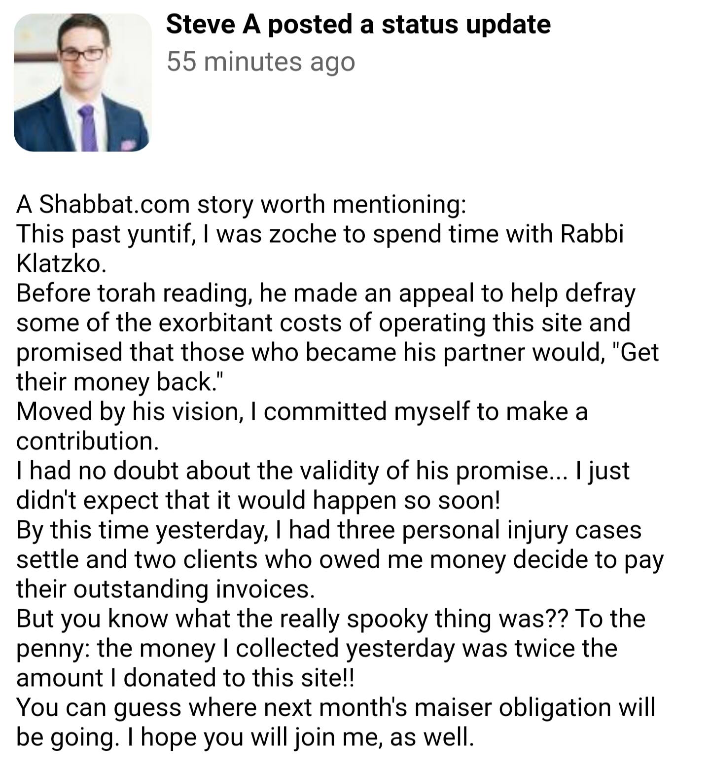 An AMAZING Shabbat.com Story! Don’t skip this!