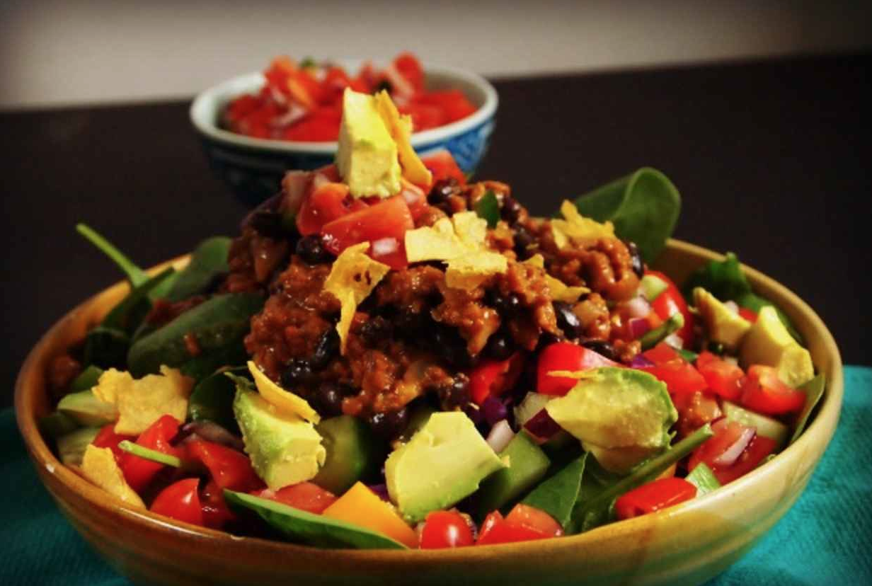 JoyofKosher’s Spinach Vegetarian Taco Salad by Tamar Genger
