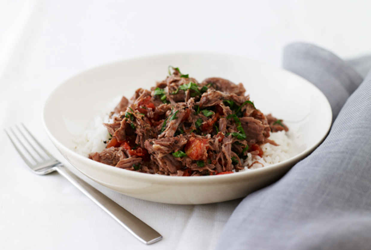 JoyofKosher.com’s Shredded Lamb with Tomato Basil Over Rice by Jamie Geller