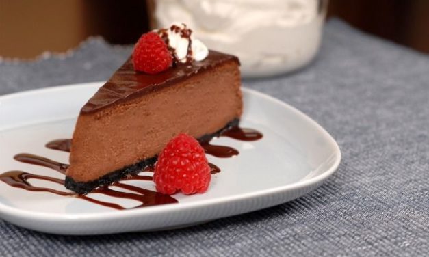 Low-Fat Chocolate Raspberry Cheesecake by Jamie Geller