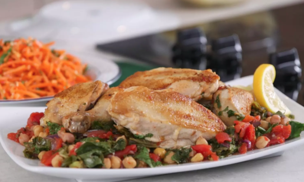 JoyOfKosher’s One Pot Braised Chicken With Stewy Chickpeas by Jamie Geller