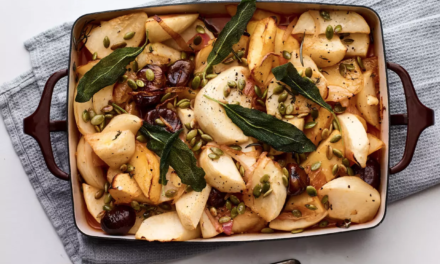 JoyOfKosher’s Braised Turnips, Chestnuts, and Apples by Jamie Geller